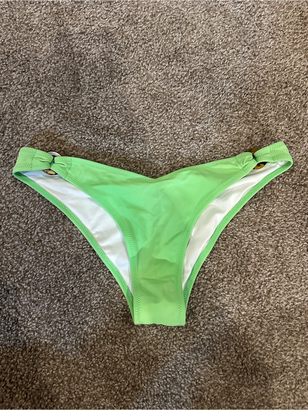 PINK Victoria's Secret Neon Lime Bikini Bottom with Side Rings